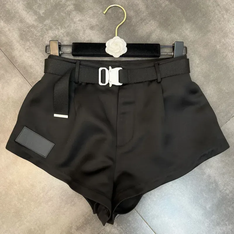 Short PREPOMP 2022 été nouvelle Collection taille haute décontractée noir jambe large short chaud avec ceinture en métal femmes GF124