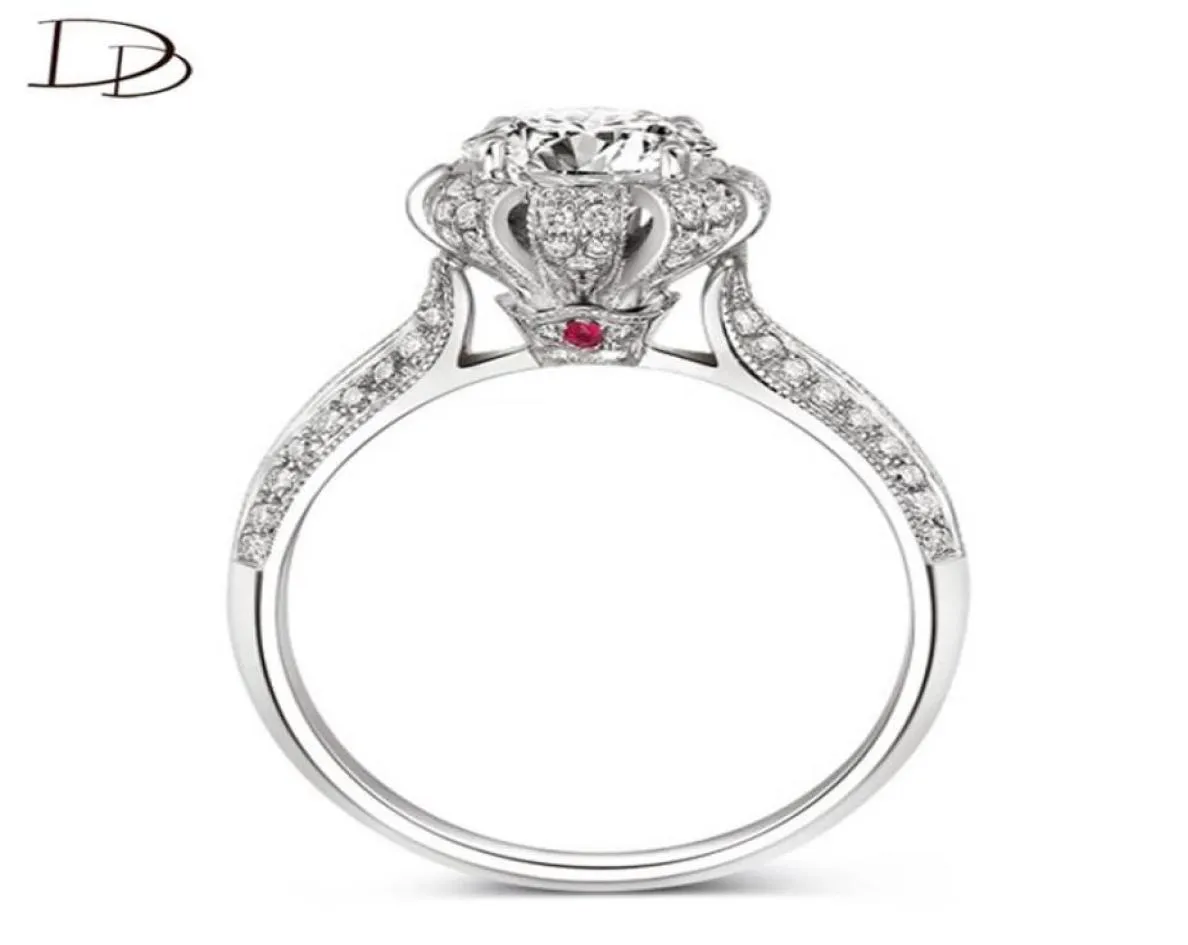Fedi nuziali DODO Splendido 75 mm zircone a forma di corona principessa chic cristallo rosa per le donne gioielli argentati Jz0461065257