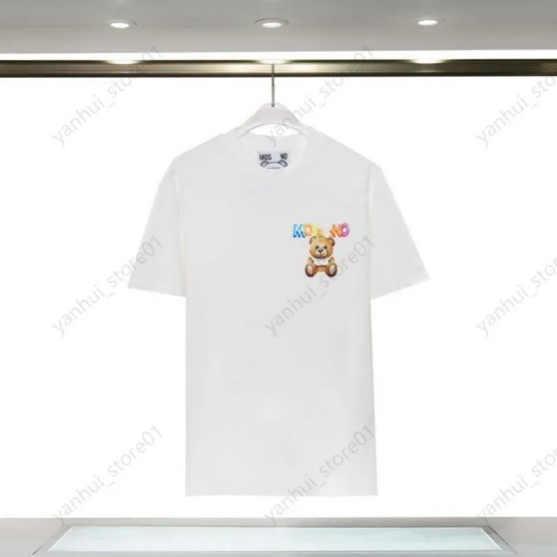 2024 Spring/Summer Moschinoes Women T Shirt Teddy Bear Ręcznie narysowany szkic Druku