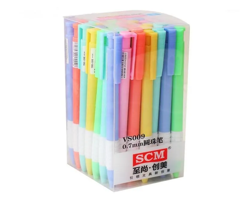 GENKKY 48PCSLOT Kawaii Stationery Ballpoint Pen Appearance colorful candy color 07 mm creative ballpoint penblue VS00914007069