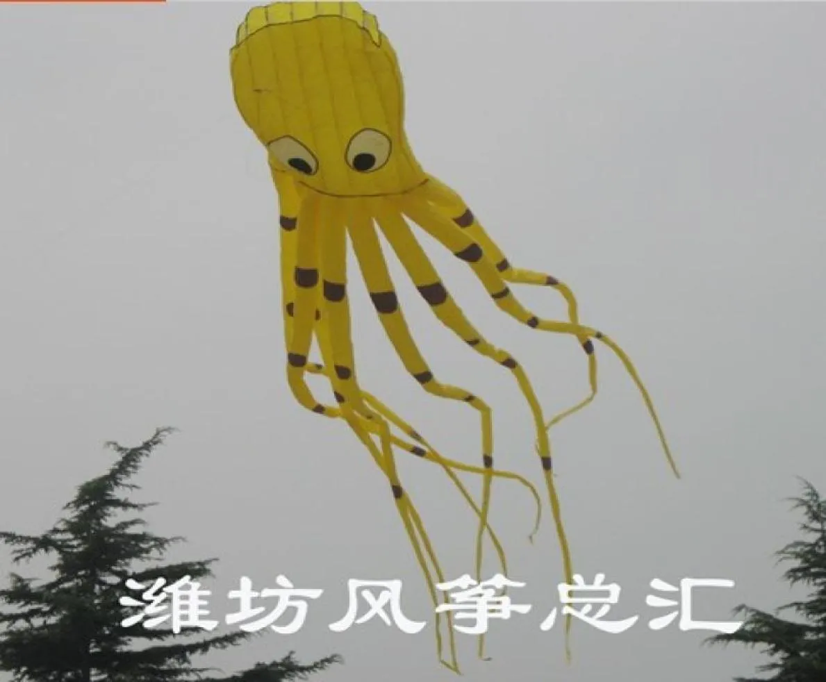 8-метровый однолинейный трюковый желтый парафойл Octopus POWER Sport Kite игрушки для улицы 5881632