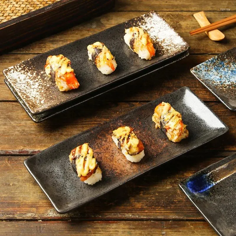 Borden Japanse rechthoekige keuken Sushibord Lang Dim Sum Platte bodem Diner Commercieel Creatief Keramisch Sashimi Koken
