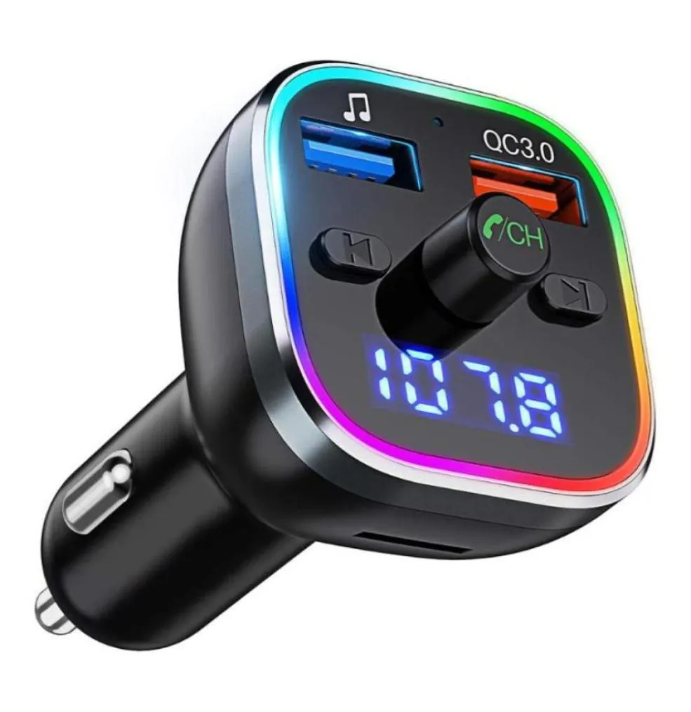 FM Transmitter Blutooth 50 Hands Car Kit MP3 Player with 6Color RGB Light for Outdoor Parts Personal Car Accessories78703073540328