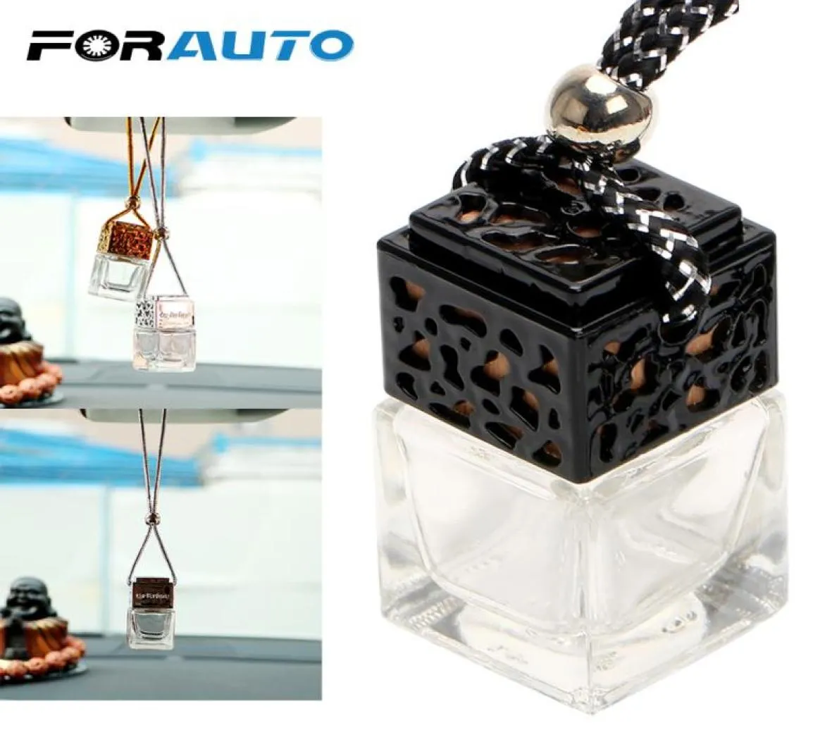 Empty Glass Bottle Car Hanging Perfume Rearview Mirror Ornament Air Freshener For Essential Oils3121750