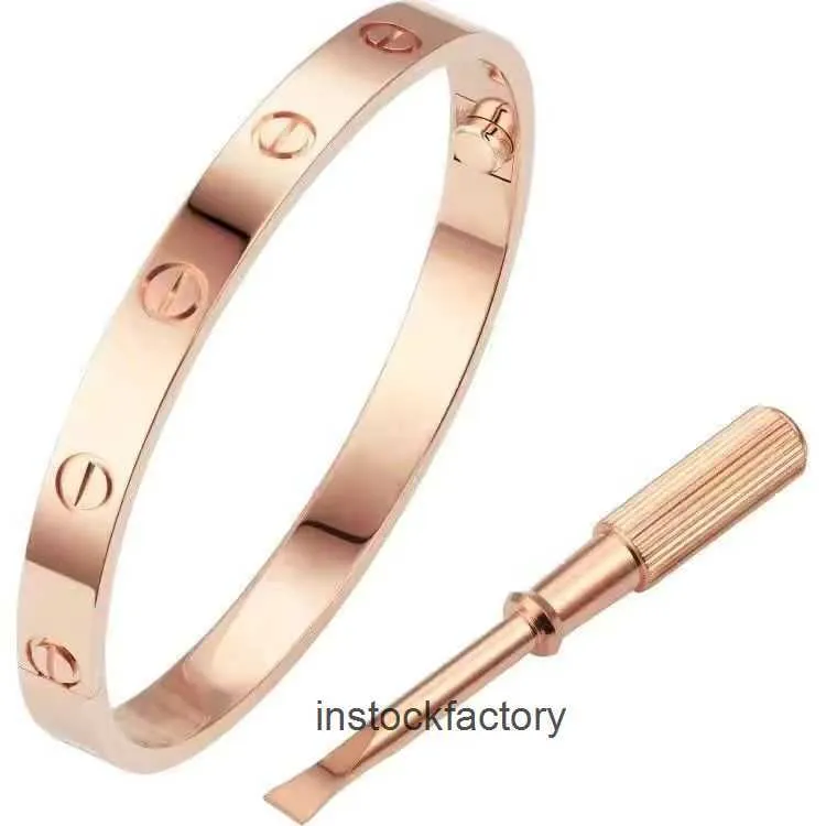 ORIGINAL 1TO1 CATTRES KORT C Högversion Rose Gold Diamond Screw Armband med graverade karaktärer för flickvänniska flickvän och bästa vän ins non Fading 925 ZHGV