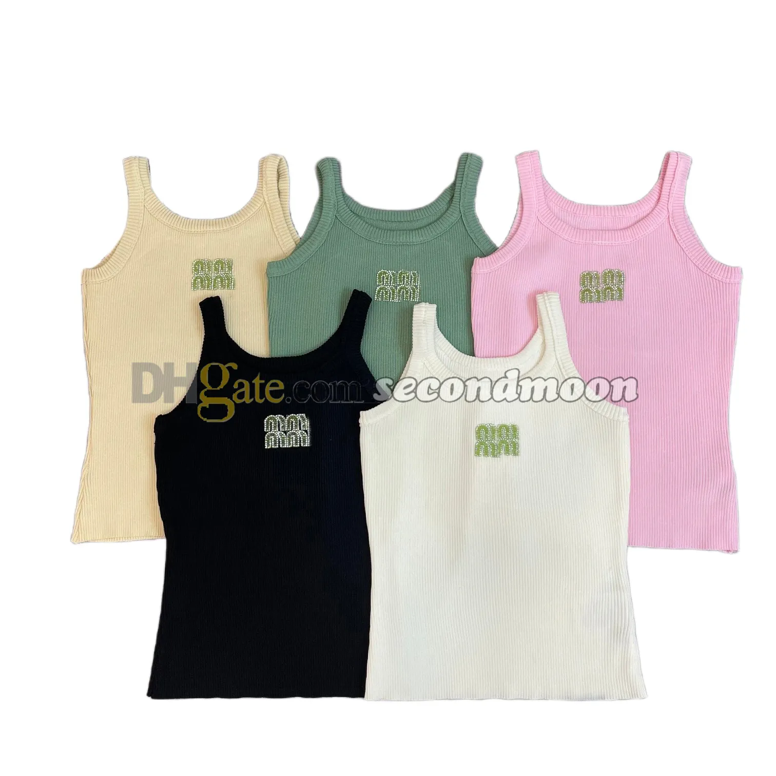 Einfarbiges Tanktop für Damen, sexy Sport-T-Shirt mit Strass-Strick-T-Shirt, schnell trocknendes Yoga-Top