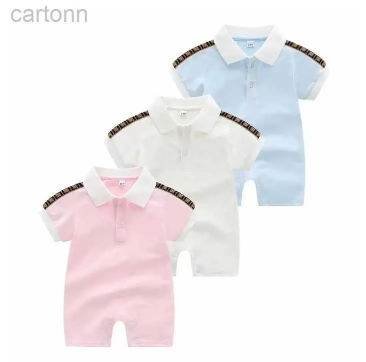 Footies bebê macacão recém-nascido meninas e menino manga curta roupas de algodão designer marca carta impressão infantil bebê romper crianças pijamas 240306
