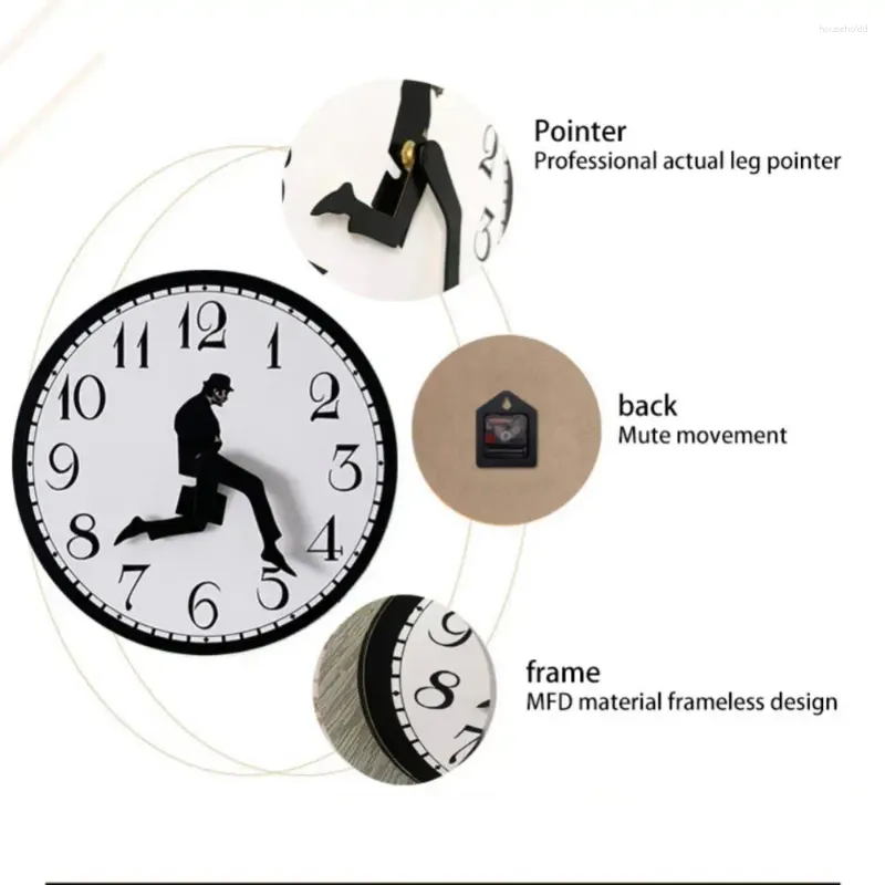 Настенные часы Бесшумные часы Классический и забавный уникальный дизайн Министерство глупой прогулки Немая развлекательная прогулка Причудливая