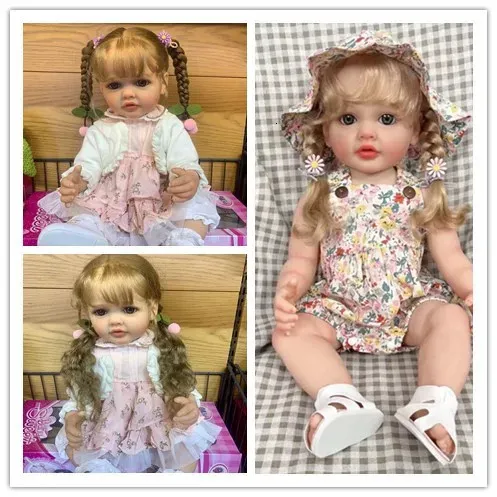 NPK 55 cm Reborn Lifelike Toddler Girl Doll Betty 3D Målning Full Body Silicone Waterproof Bathy Toy Handdetailed Paint 240304