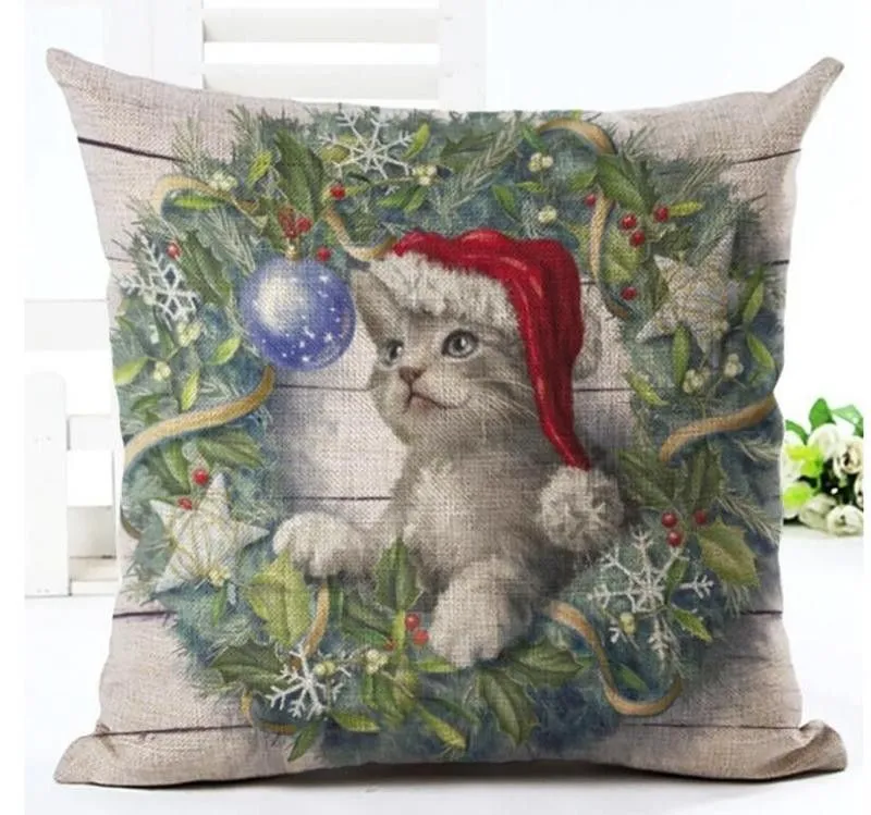 45*45cm Christmas Xmas Pillow Case Cover Reindeer Elk Throw Sofa Nap Cushion Covers Santa Claus Home Decor