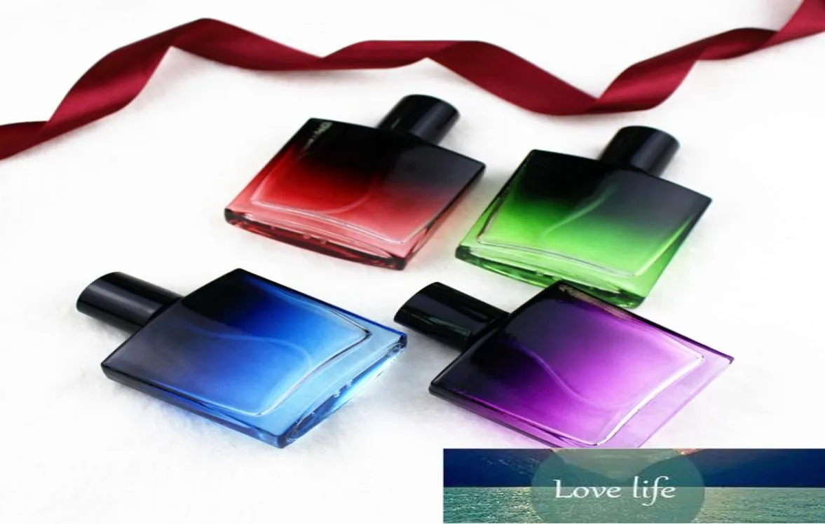 10pcslot 30 ml färgglad fyrkantig glas parfymflaska med sprayer påfyllningsbar tom resespray kosmetisk container9474574