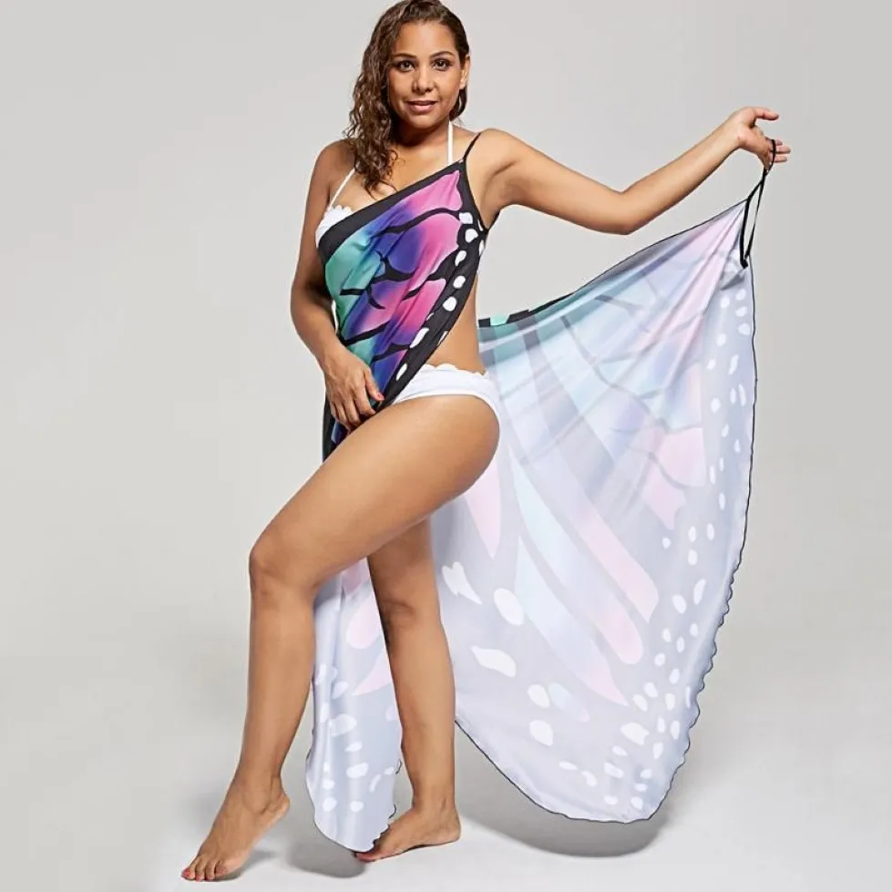 Wipalo femmes grande taille papillon Wrap couvrir robe aile plage grand 5XL décontracté dames Sarongs215d