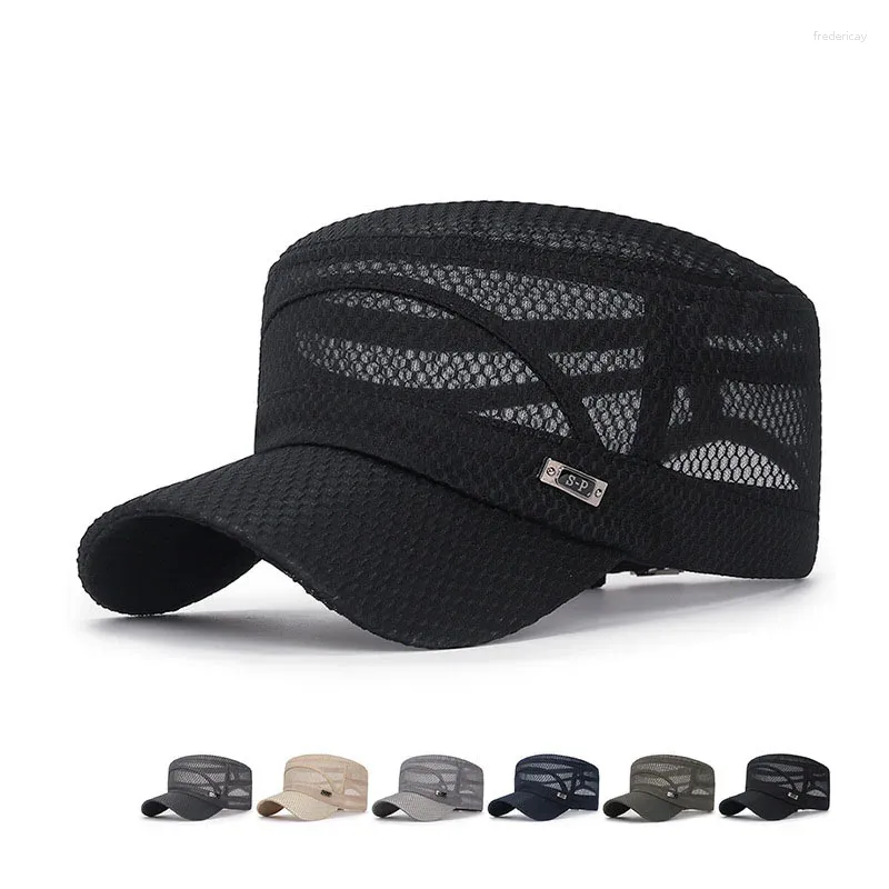 Casquettes de baseball Été Plat Top Net Cap Hommes Casual Respirant Baseball Protection UV Chapeaux Militaires En Plein Air Vintage Armée Pour Homme Femmes