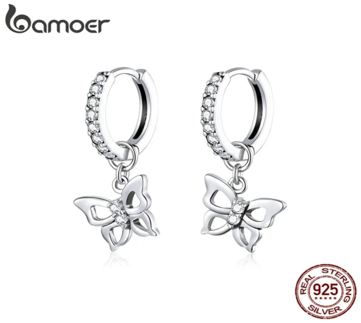 Butterfly Hoop Earrings for Women 925 Sterling Silver Engagemet Wedding Statement smycken Pendientes SCE833 2201088558347