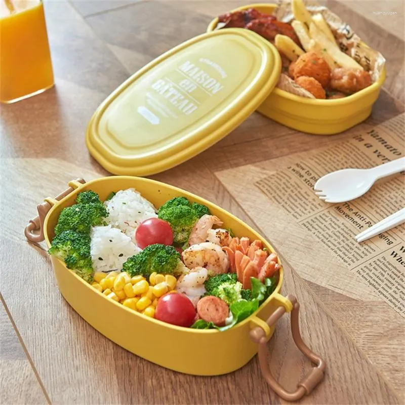 Servis lunchlåda dubbelskikt design lätt att bära och grönsakskollokation hälsosam näring enkel stil mellanmål 800-1000 ml