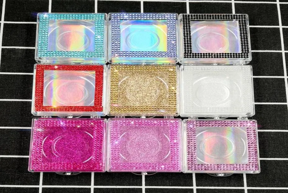 Novo 30 pçs caixa de embalagem de cílios inteiros caixas de chicote embalagem falso vison cílios quadrado glitter diamante caso vazio bulk3933514