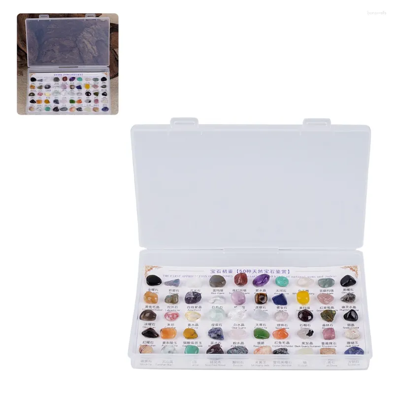 Estatuetas decorativas 50 unidades/caixa amostra mineral colorida geologia rocha amostra multifuncional irregular para gemas naturais e jades primeiro