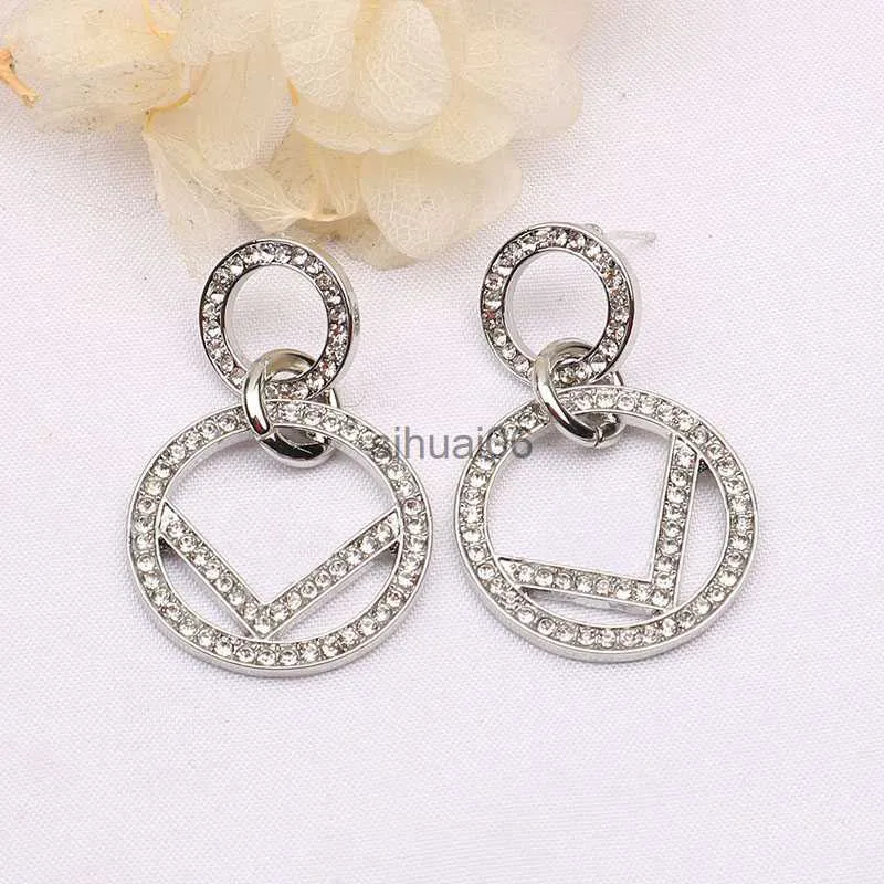 Ohrstecker Ohrstecker Designer-Ohrring Großhandel Buchstaben Ohrstecker Silber Ohrringe Kristall Luxus Damen Strass Ohrstecker Schmuck Klassisch 240306