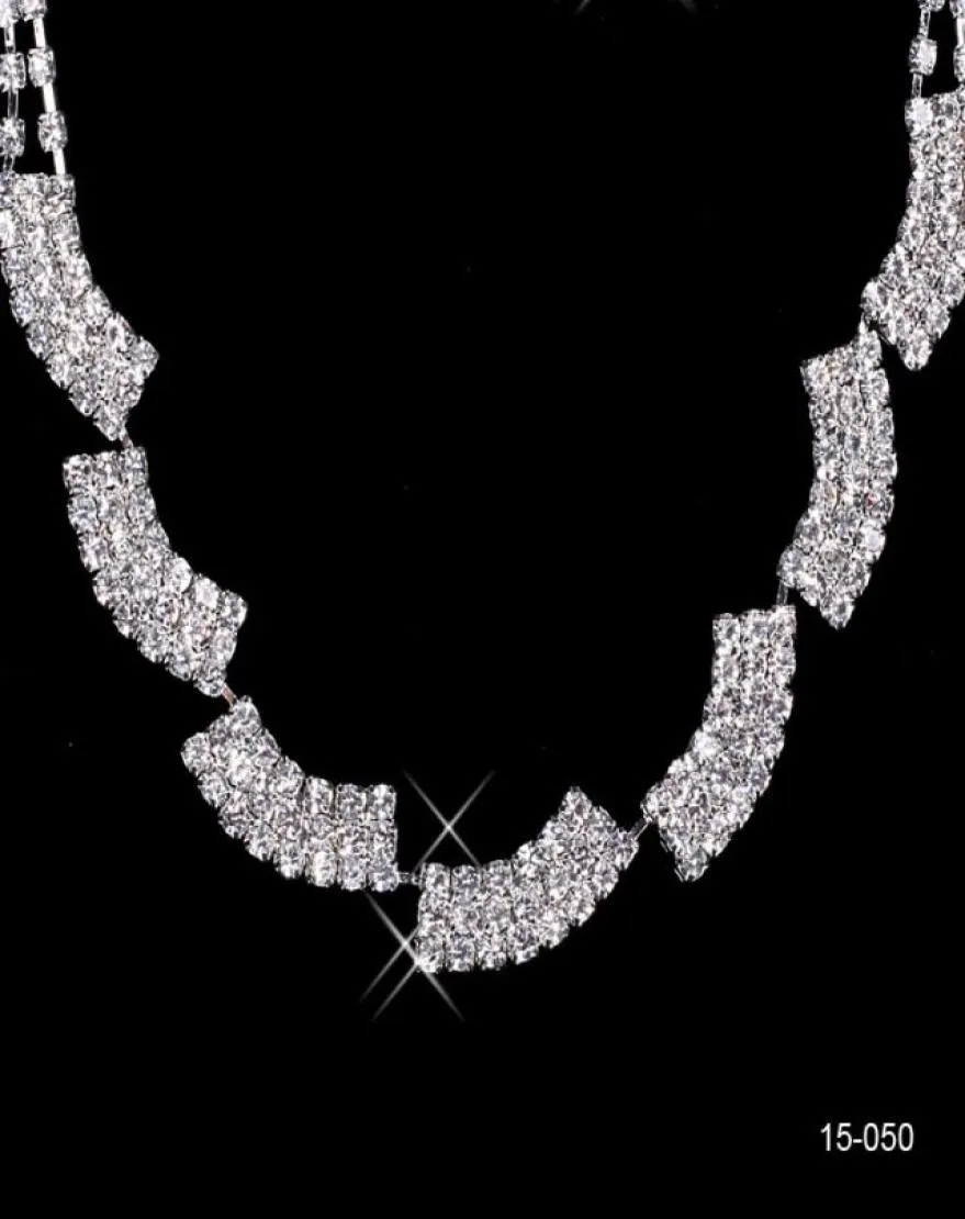 15050 Nieuwe sieraden ketting oorbellen set goedkope bruiloft bruids gala cocktail avondjurken strass op voorraad 150505188150