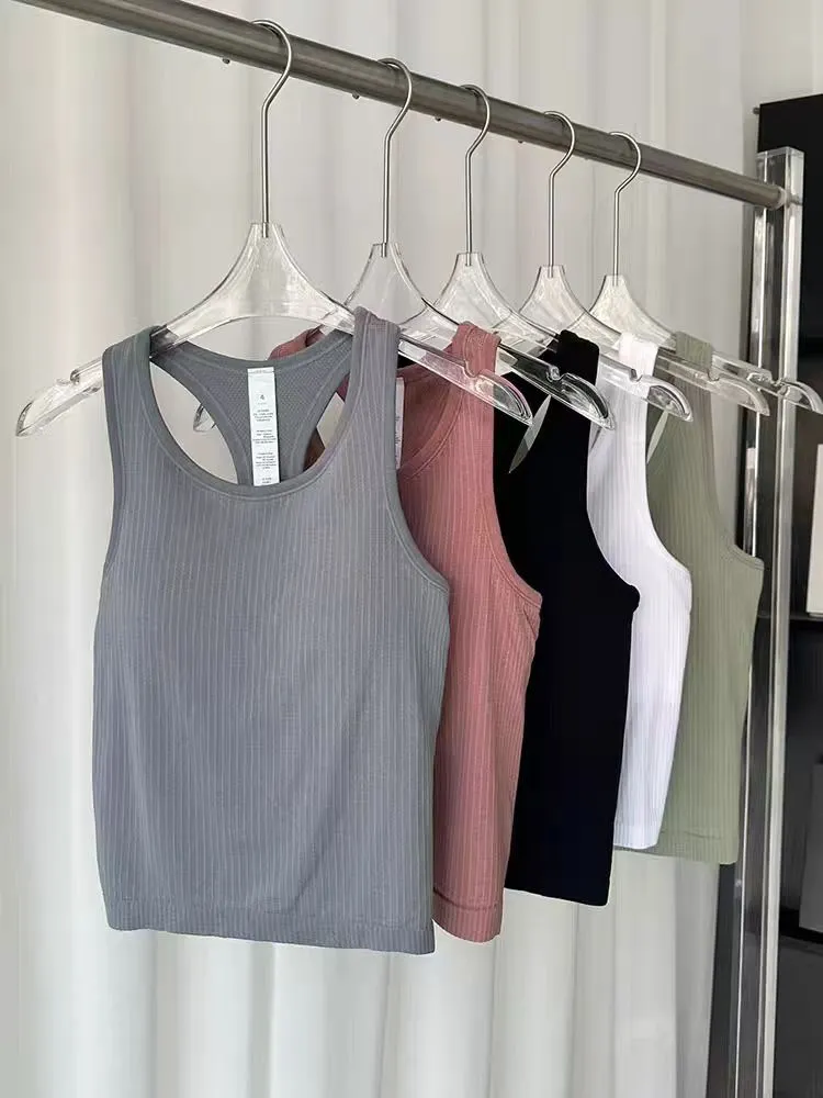 ll tank tops justera yoga väst fitness ärmlösa sporttröjor smala ribbade springande gym väst bh toppblusar athleisure bomull utdörr rekreation