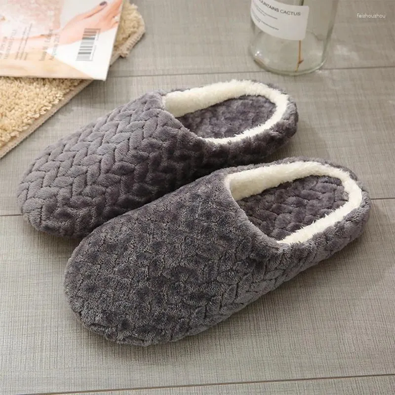 Pantofole 2024 Inverno Coperto Casa Delle Donne Peluche Morbido Caldo Cotone Antiscivolo Scarpe Da Terra Casa Degli Uomini Scivoli Pelosi Per La Camera Da Letto