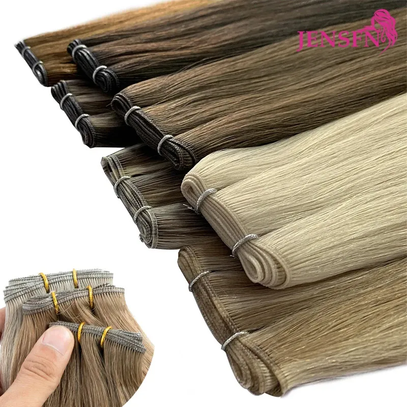 Jensfn proste 100% prawdziwe ludzkie włosy Bundle 50gpcs 1624 Remy Natural Sew in Weves Brown Blonde Color 240229