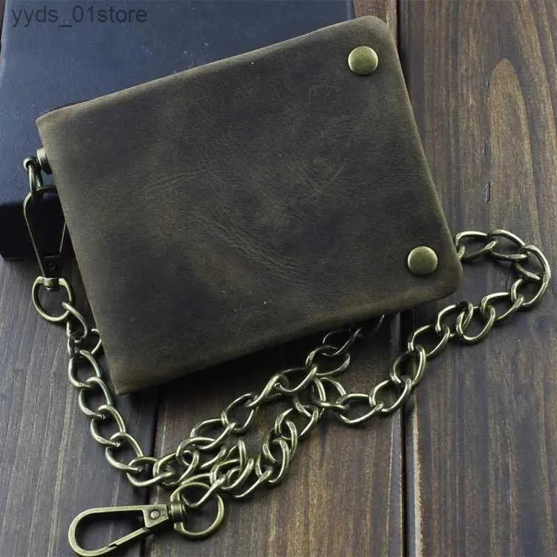 Pinces à billets Vintage peau douce portefeuille en cuir pour hommes portefeuille pliable rétro Biker portefeuille en cuir véritable sacs à main pour hommes sac de carte L240306