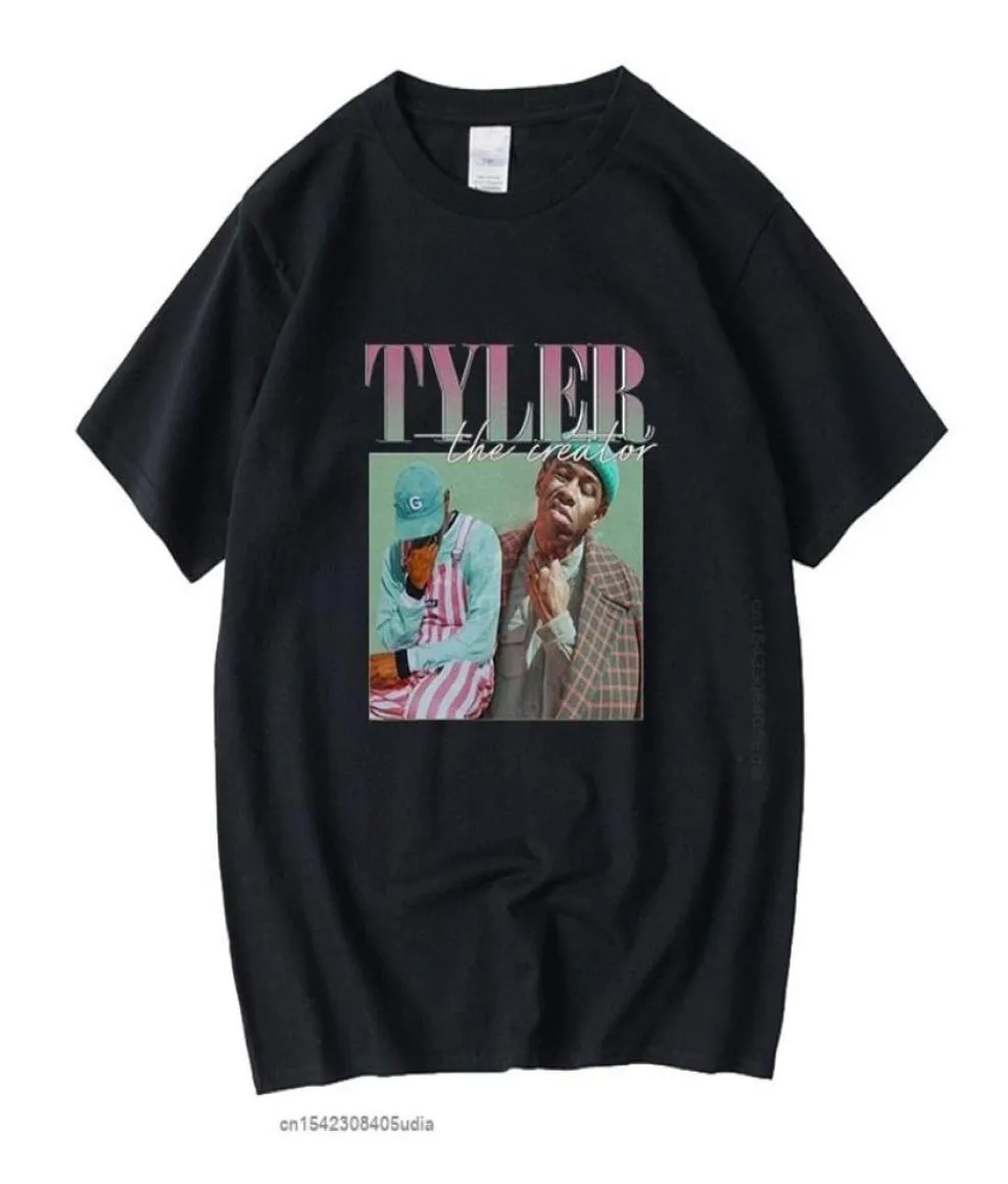 Tyler the Creator Rap Singer Funny Tshirts الرجال نساء للجنسين الأسود Tshirt الرسم الرسم القمصان القطن Tirt Man Tees 22063119420
