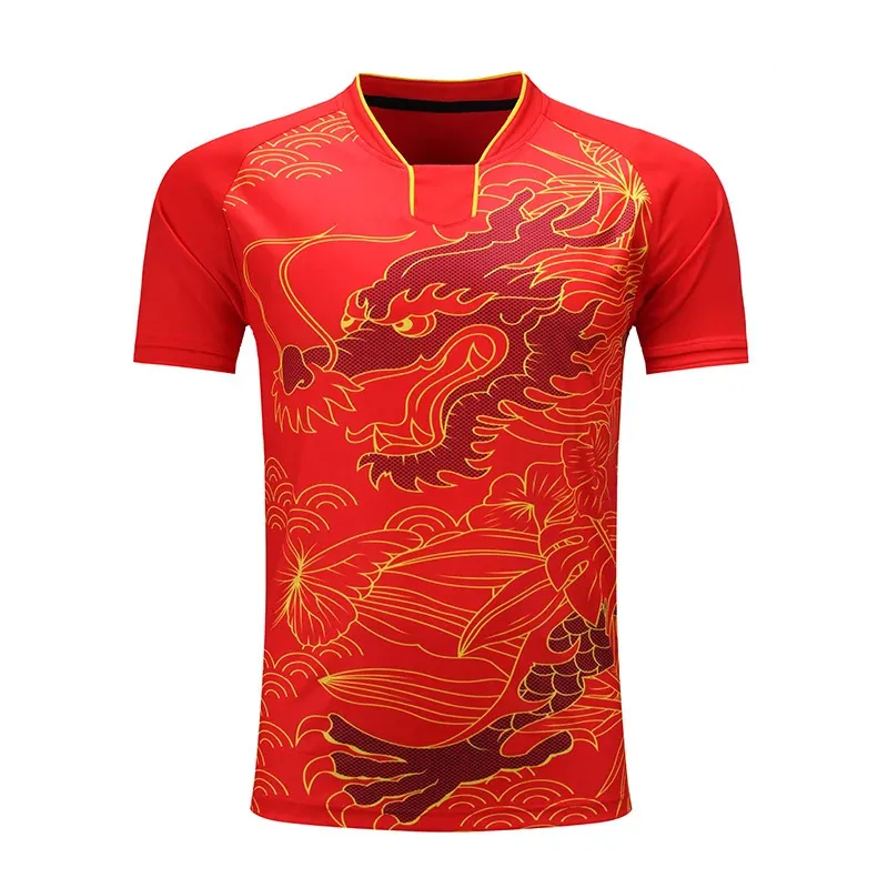 China Dragon Team Table Tennis Shirt Men Women Pingpong Shirt Snabbt torrt Tennisträning Soccer Shirts 240301