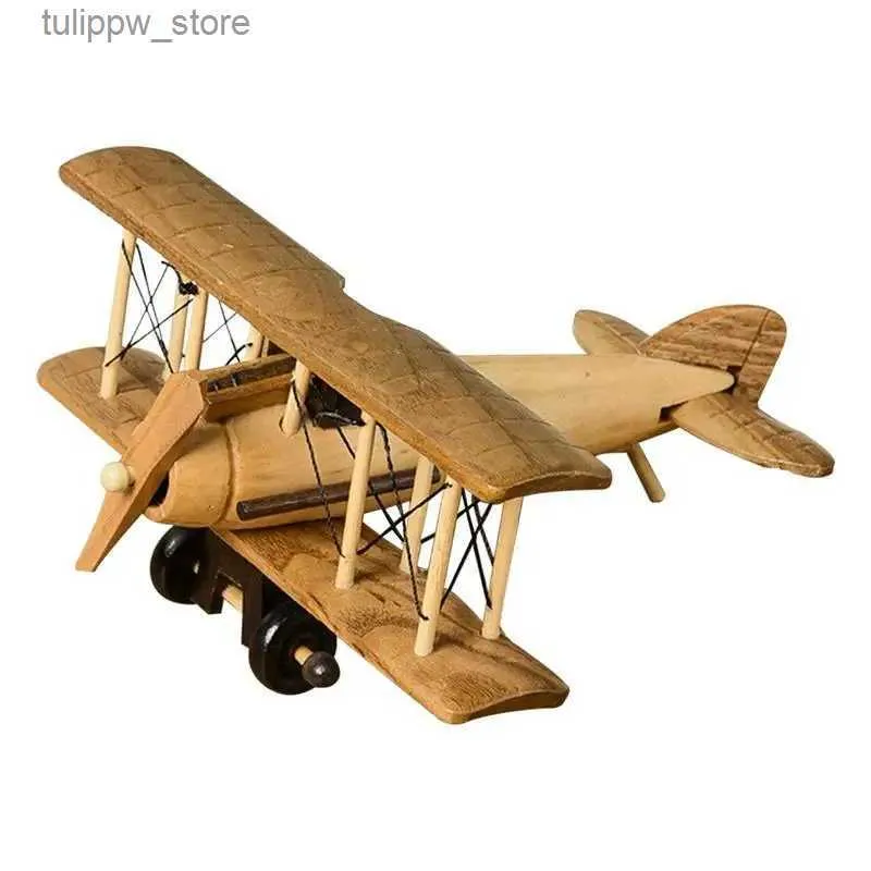 Decorative Objects Figurines Wooden Plane Wooden Aircraft Plane For Kids Aircraft Handicraft Model Wood Desktop Airplane Decor Vintage Plane For Boys Adults