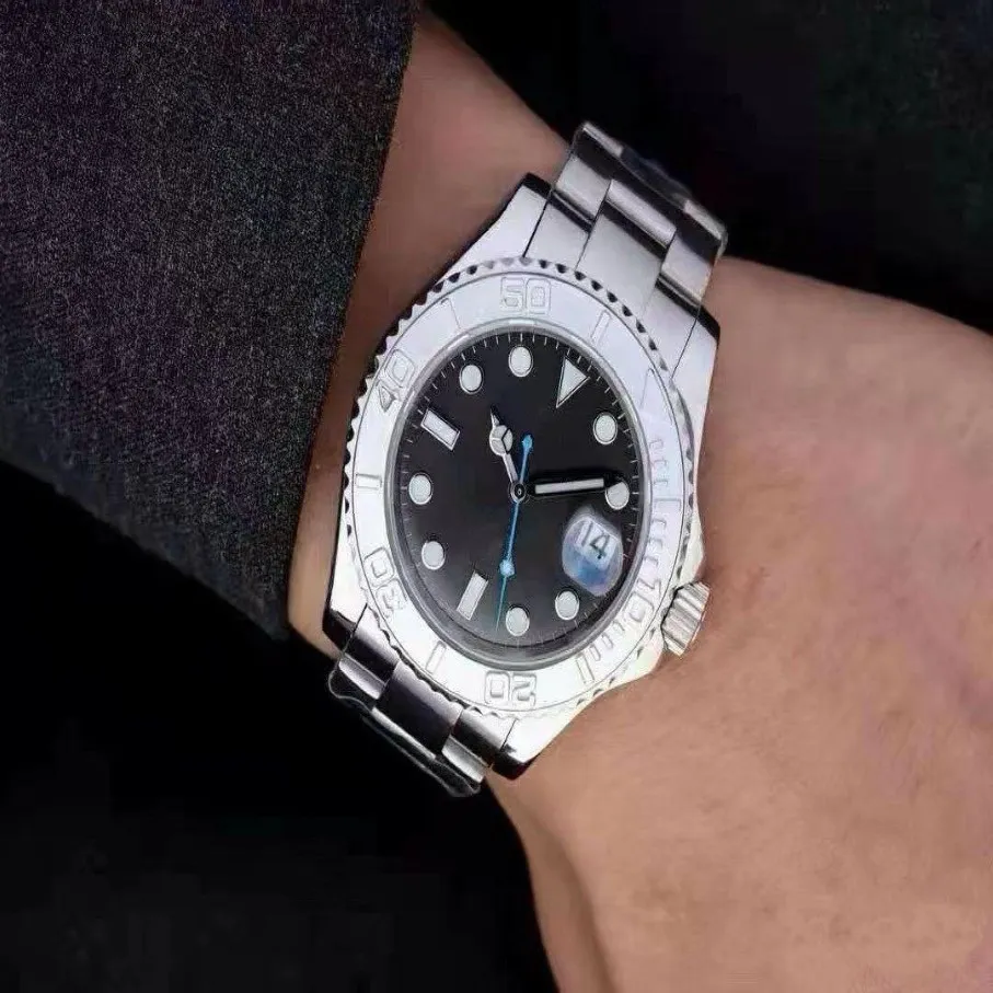 Mans titta på affärsstil 40mm grå urtavla automatisk mekanisk hårdlex glas klassisk modell vikbar spänne spänne armbandsur 165-2242i