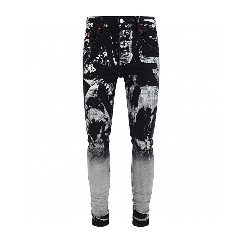 Purple Mens Designer dżinsy czarne brudne vintage men dżinsy swobodne szczupły kowbojskie spodnie zielone doodle fioletowe hip-hop Street Pant 29-40