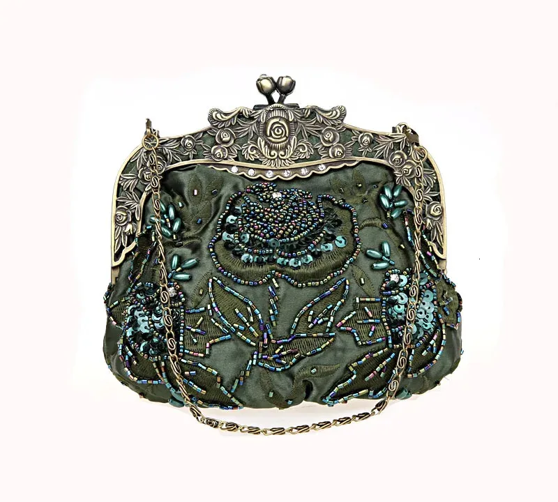 Offre spéciale vert femme Banquet Mini sac à main pochette de mariage sac de soirée perlé paillettes sac à main maquillage Mujer Bolso 2583Y 240223