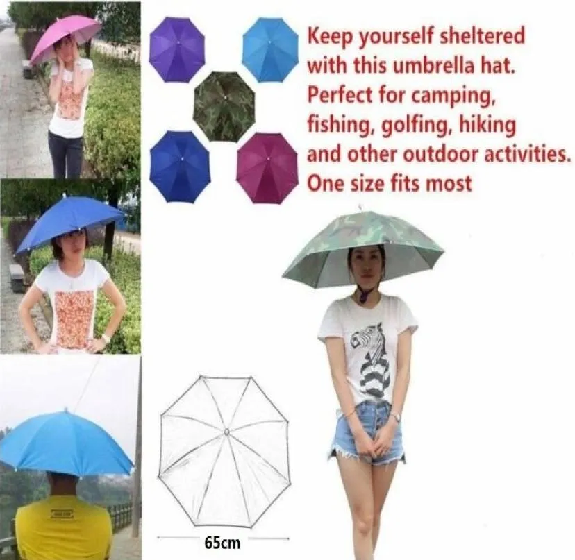 UMBRELLA Hat Outdoor Sport Camping Fishing Hiking Outdoor Parasol Size 3965CM Convenient Adult Kid Umbrella Hat Cap6263389