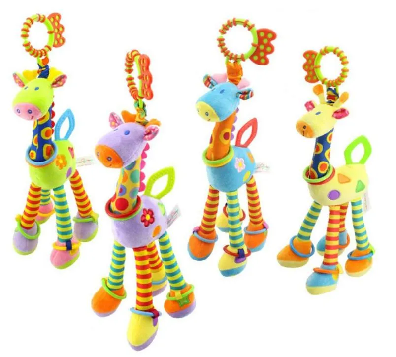New 37cm Giraffe Activity Spiral baby bed pram hanging toys baby stroller toy infant gifts plush product 5907244