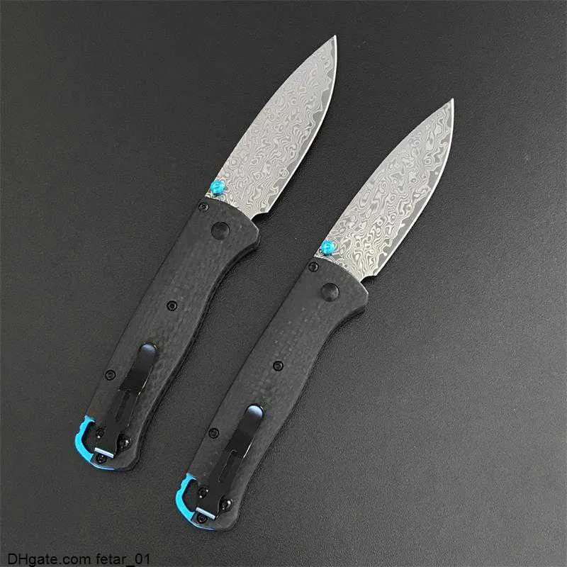 Carbon Fiber Handle BM 535 Folding Knife Damascus Blade Outdoor Camping Survival Tactical Defense Pocket Knives
