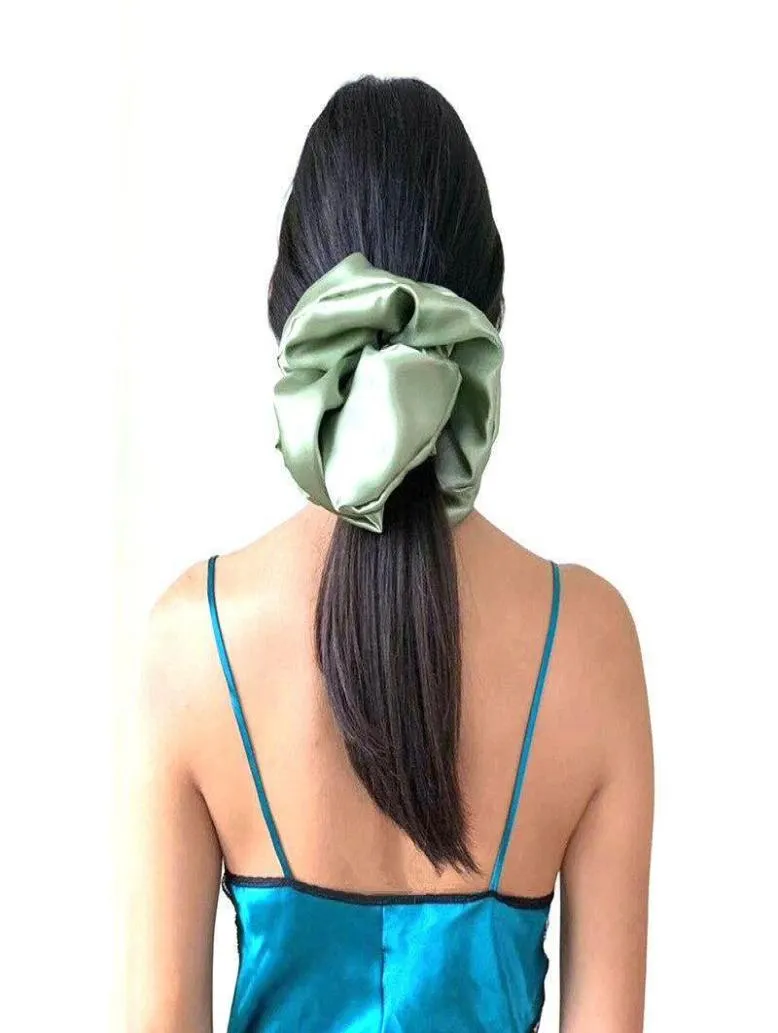 Satin Silk Solid Color Scrunchies super Big Size Elastic Hair Bands Women Girls Accessories Ponytail Holder Hair Ties6853876