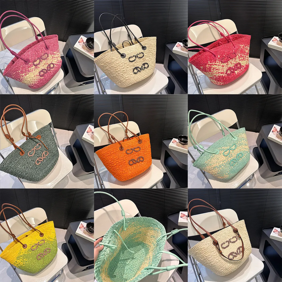 Designer Basket Straw Bag Fashion tote shopping bags Beach Bags Designer Hand Woven Cross Body Open Beach Handbag Ladies Summer bag high quality