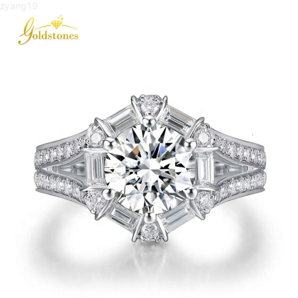 Popular Main Stone 8mm 2carat Round Cut Moissanite 9k 14k 18k White Gold Wedding Rings for Women