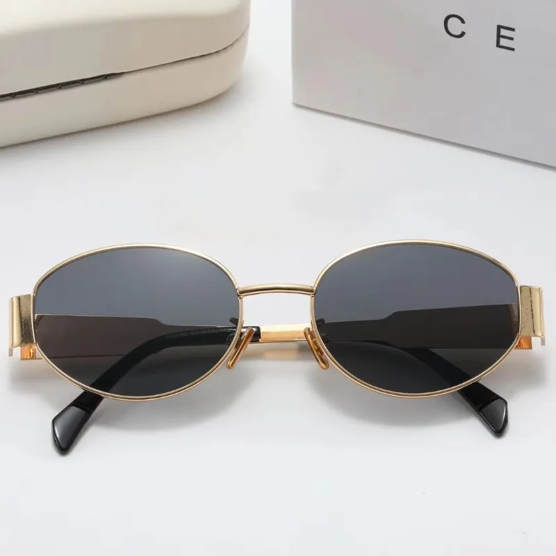 Womens Designer Sunglasses UV Protection Fashion Sunglass Letter Casual Retro Eyeglasses Metal Mirror Legs Green Lens Women Triomphe Oval Frame Glasses