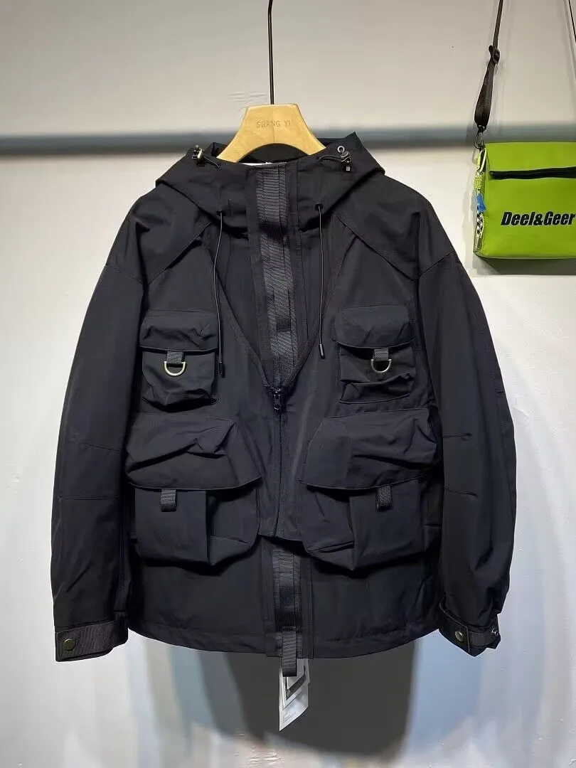 Printemps automne Cargo veste à glissière tendance tactique à capuche vêtements de travail veste hommes américain rétro extérieur manteau vêtements d'alpinisme