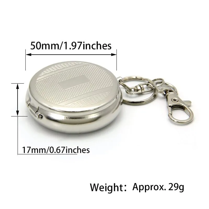 Portable Pocket Cigarette Ashtray High Quality Keychain Ashtrays Round Stainless Steel Metal Outdoors Smoking Accessories