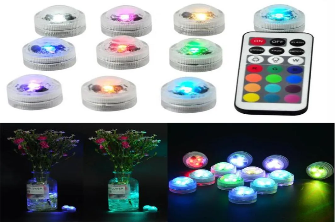 4610 PCS RGB Vattentät rundformad LED Aquarium Light Candle Lamp Fish Tank Decoration Submersible LED -lampor med avlägsna forts4879817