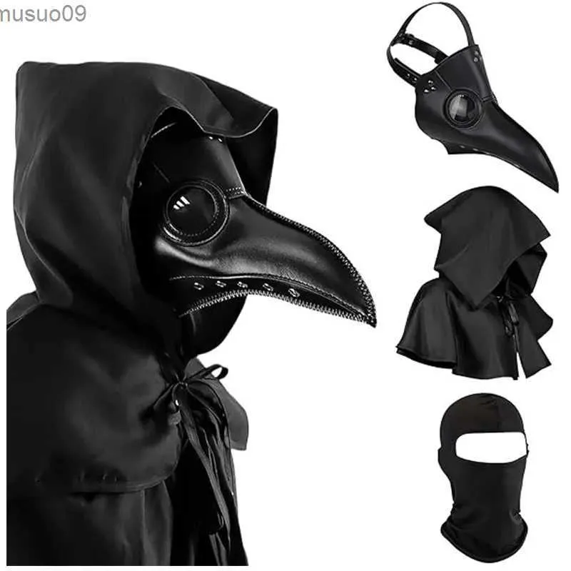Designerskie maski Man Halloween Plaga Doktor Maska i szal długi nos dziób skórzane maski dla dorosłych żniwiarzy czarny kapelusz Cosplay Props