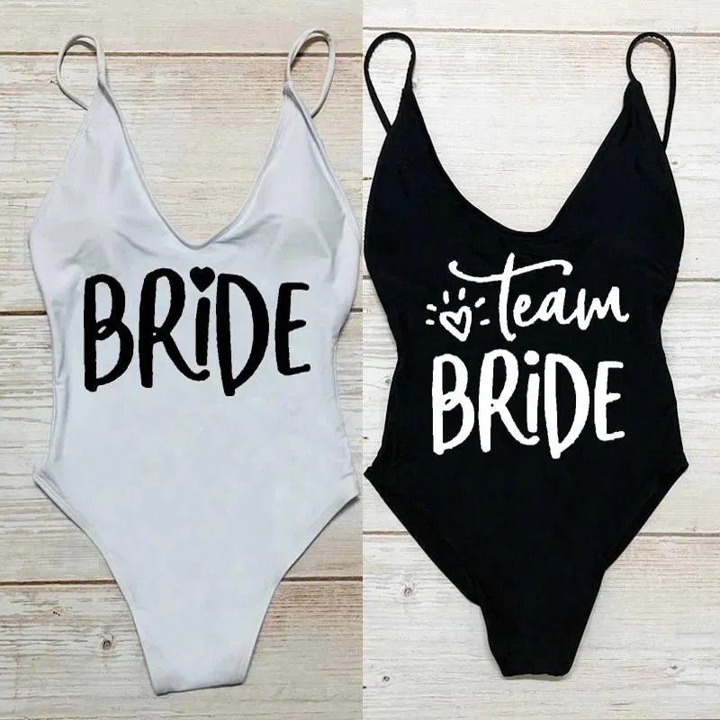 Women's Swimwear S-3XL One Piece Swimsuit Bride Women Team Bathing Suit Sexy Padded Bikini Beach Wear Summer Wedding Party