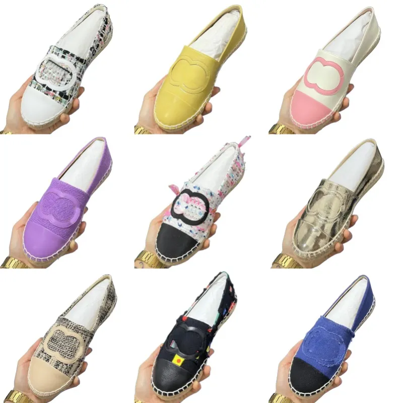 Slippers nieuwe luxe pumps damesmerk vissersschoenen platte hak designer schoenen glanzende pailletten casual schoenen slip op canvas schoenen letter merk outdoor schoenen antislip