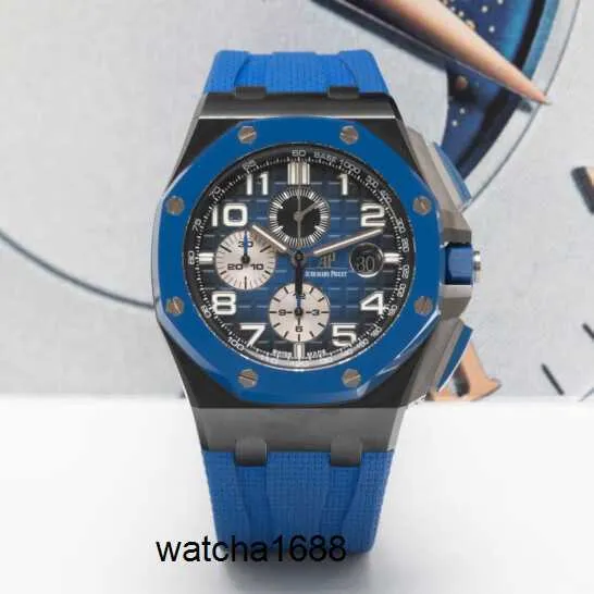 Elegant polshorloge Racing-horloges AP Herenhorloge Royal Oak Offshore Automatisch mechanisch Keramisch materiaal 44 diameters Blauwe schijf Datumweergave Chronograaf Wat