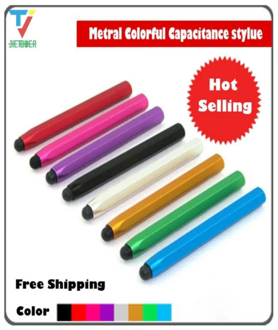 Lägsta och högsta kvalitet Hexagonal Metal Column Capacitive Touch Pen Stylus för iPhone Sumsang Huawei 100pcslot5027560