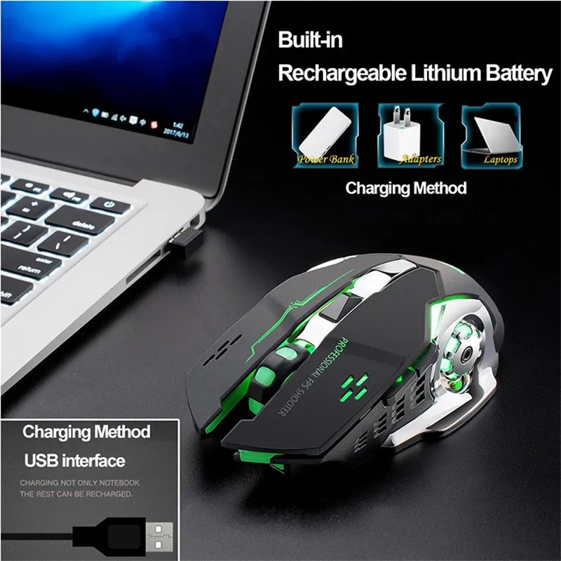 Free Wolf X8 Silent Wireless Mouse 2.4GHz USB 24000DPI Optical Mice For Office Home Using PC Laptop Gamer With Retail Box Dropshipping