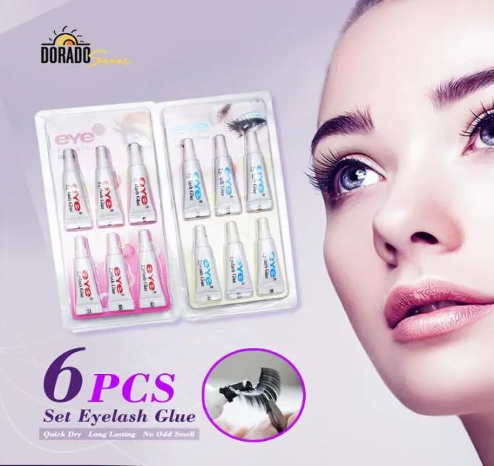 Doradosun 6 szt. Fack Eyelsh Glue Makeup Kleja Fałszywa rzęs klej klej Clearwile Darkblack Waterproof Eye Lash Cosmetical Tools29999206